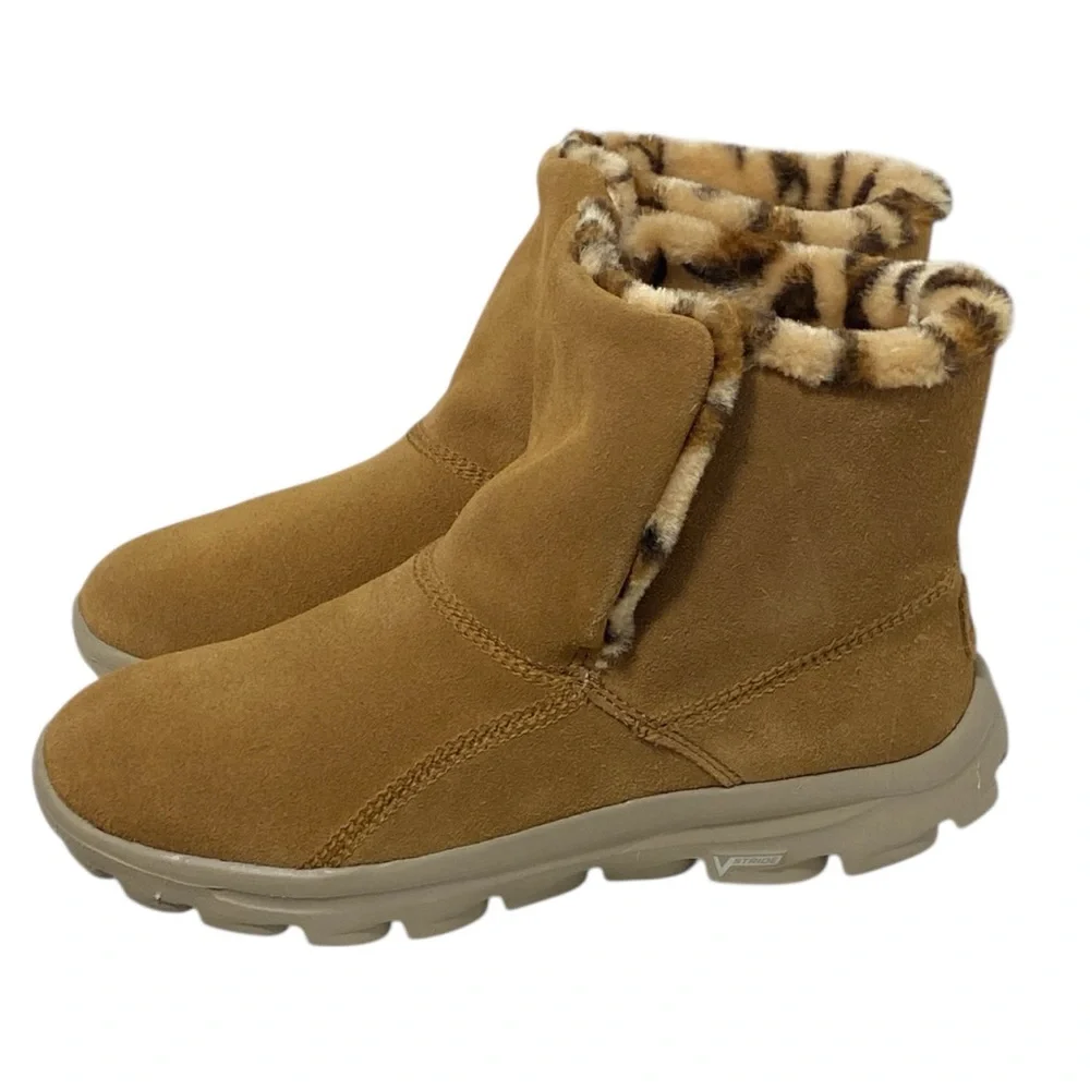 Skechers On The Go Winter Suede Animal Print Chugga Ankle Booties - NWOT - W7